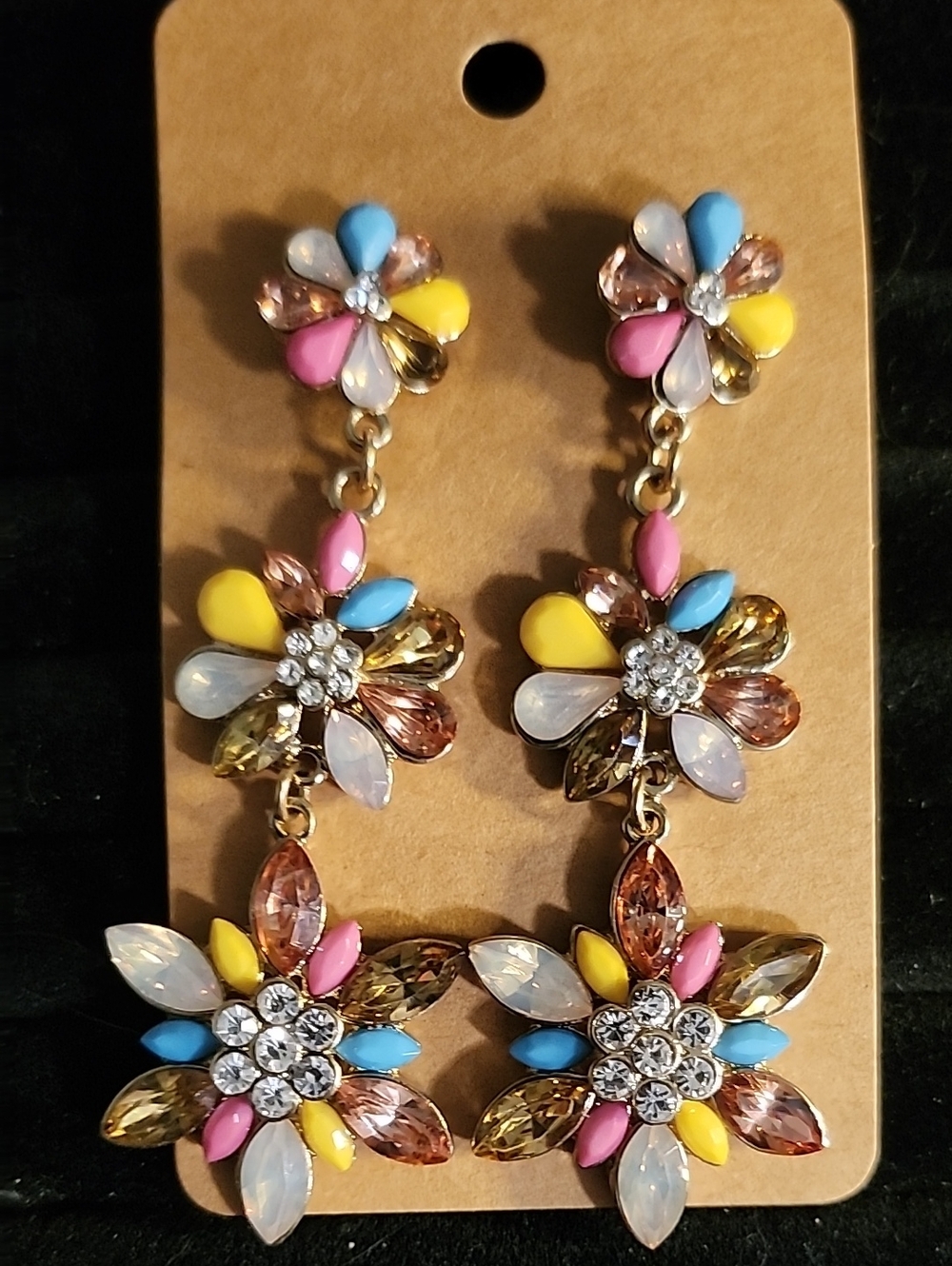 Colorful Floral Drop Earrings - Multicolor Women Jewelry